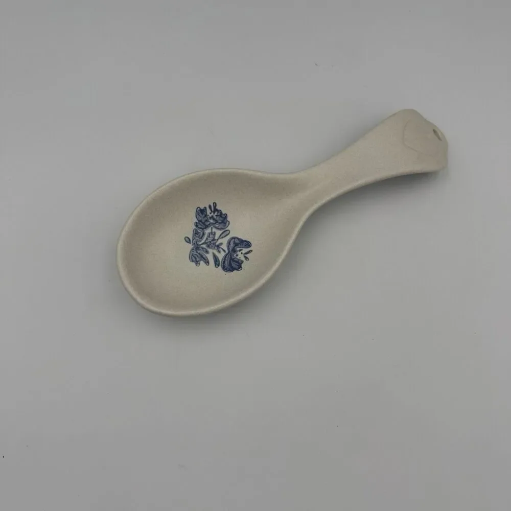 Vintage Pfaltzgraff Yorktowne Stoneware Spoon Rest Blue Floral Made in USA